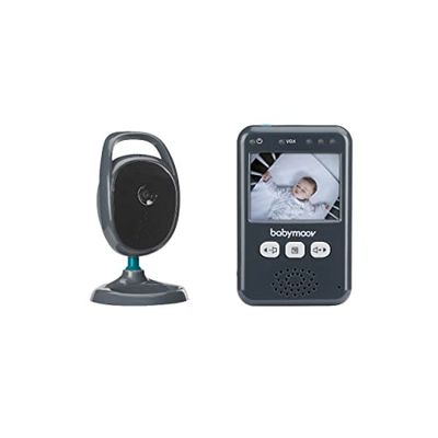 Babymoov Babyphone Caméra Essential, Ecran 2.4", Portée de 250m & Kit Mural Inclus, Mode VOX
