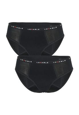 LOVABLE Menstruatiecyclus, rijk, My First Period Panties Bi-Pack Slip (2 stuks), Zwart, 16 jaar