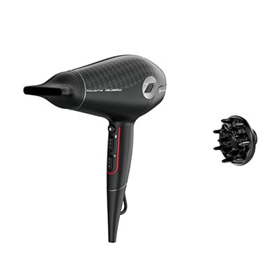 Rowenta x KARL LAGERFELD Glow Addict Sèche-cheveux, Moteur hybride pour un séchage ultra-rapide, Booster ionique pour une brillance totale, 2 accessoires CV613LF0