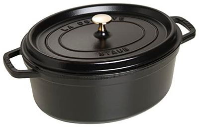 STAUB Caçarola/cocotte de ferro fundido oval, diâmetro de 41 cm, 12 l, preto