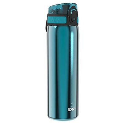 ION8 Borraccia Acciaio Inox, 600ml, a Prova di Perdite, Facile da Aprire, Serratura Sicura, Lavabile in Lavastoviglie, Adatta a Portabicchieri, Durevole, Metallo Acqua