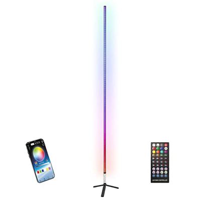 MAGIC-COLOR-STICK-1.5BK - Ibiza - Zwarte RGB LED TUBE op statief met 17 standen: 5 meerkleurige effecten, 5 geluidsstanden, 7 vaste kleuren, voor gaming, muziek en films