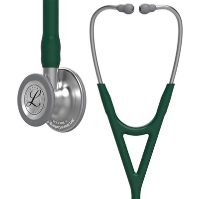 3M Littmann Cardiology IV Fonendoscopio Diagnóstico, Campana De Acabado Estándar, Vástago Y Auricular De Acero Inoxidable, Tubo Color Vegro, 69 cm