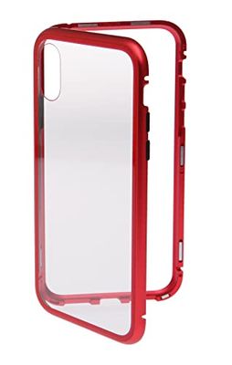 V-Design MMC 024 Magic magnetase för iPhone XS/X röd baksida härdat glas fullt skydd skal skydd fodral kompatibel med iPhone XS/X