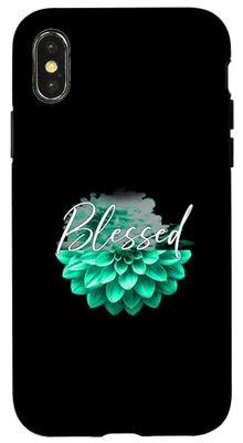 Light Teal Aqua Blessed Flower Light Teal Aqua Graphic Case for iPhone X/XS