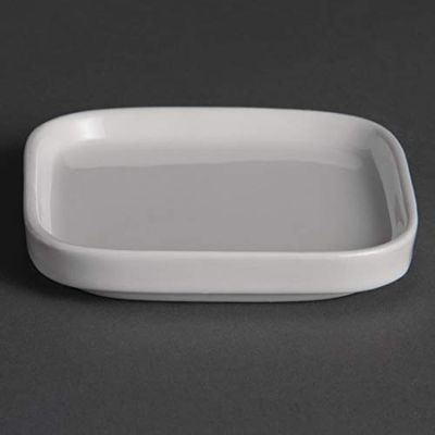 Olympia Whiteware Plats Miniatures en Porcelaine Blanche 93mm - Bords Roulés Résistants aux Éclats - Va au Lave Vaisselle - Paquet de 12