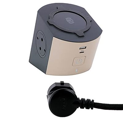 Legrand 694500 Laadstation, 2 stopcontacten 2 P+TT, 16 A, USB type A en C, Topo/donkergrijs