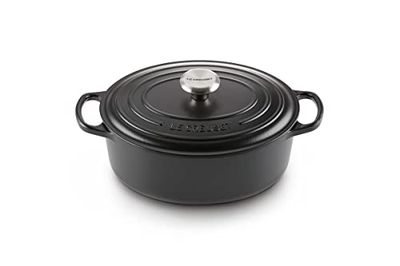 Le Creuset Signature gjutjärnspanna med lock, Ø 31 cm, oval, lämplig för alla typer av spisar och induktion, volym: 6,3 l, 5,705 kg, svart