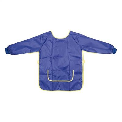 Idena 611187 - Avental de artesanato para crianças dos 9 aos 10 anos com mangas compridas e fecho de velcro, em cor azul, ideal para pintar, fazer artesanato, cozinhar e encolher