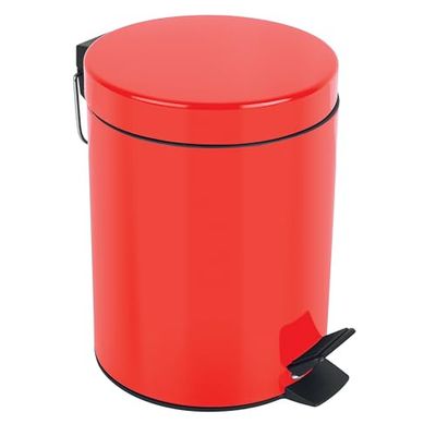 Spirella - Poubelle à pédale Acier SYDNEY - Design Moderne, Ouverture Facile, Seau Intérieur Amovible - Accessoire Salle de Bain ou Cuisine - Rouge - 3L
