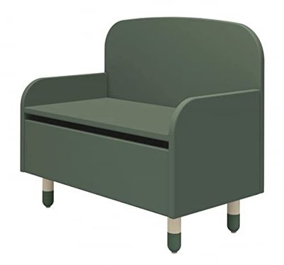 Nordic Factory Banc de Rangement pour Enfant Motif Pois Vert foncé