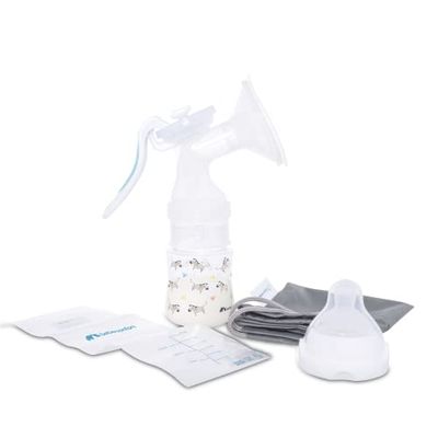 Bebeconfort Tire-lait manuel discret et confortable + Biberon Emotion Physio 150ml avec tétine, sachets de conservation de lait et sac de transport