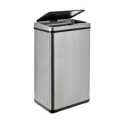 WELL HOME Intelligente vuilnisemmer zonder poten met automatisch openen of handcontact, 50 l, 35,5 x 26 x 56 cm, grijs