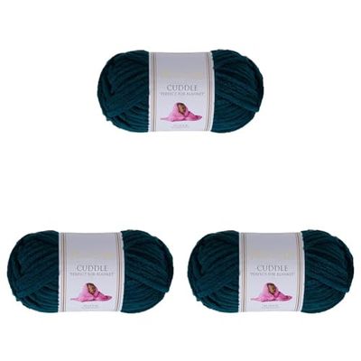 Utopia Crafts Cuddle Super Chunky Chenille Soft Yarn for Knitting and Crochet, 100g - 60m (Emerald Green) (Pack of 3)
