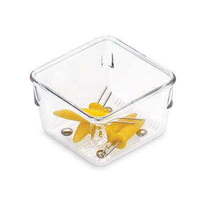 iDesign Linus Boite Stockage pour Tiroir, Très Petit Bac Plastique pour Couverts et Autres Accessoires, Transparent