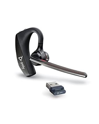 Poly Voyager 5200 UC Trådlöst headset och laddningsstation (Plantronics) – Bluetooth-headset för ett öra (mono) med mikrofon med brusreducering – anslutning till mobiltelefon/Mac/PC via Bluetooth