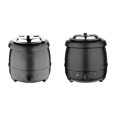 Buffalo G107 Graphite Grey Soup Kettle 10L / 375X330mm Electric Jug Kitchen & L715 Black Soup Kettle, 10 Litre/360 x 345 mm