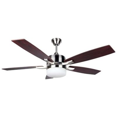 Orbegozo CP 79132 - Ventoinha de teto com comando remoto, 5 pás, 132 cm de diâmetro, potência 60 W, luz, silencioso, 3 velocidades, crómio, branco
