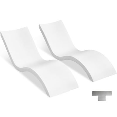 VEVOR Lot de 2 Bains de Soleil Chaises Longues pour Profondeurs d'eau jusqu'à 23 cm, Transat Fixées dans Les Piscines et Flottantes sur l'eau, pour Bronzage au Bord de la Piscine et sur la Terrasse
