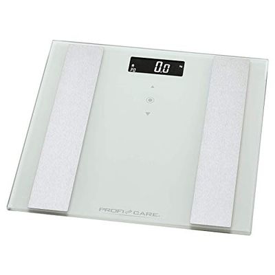 ProfiCare PC-PW 3007 FA 8-in-1 Glass Analysis Scales with Body Fat Analysis, Digital Personal Scales with Step-On Automatic Mechanism, Bathroom Scales with High-Quality Weighing Surface,