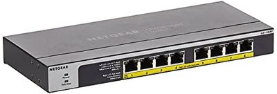 NETGEAR GS108PP 8-portars Gigabit Ethernet LAN PoE-Switch | 8 x PoE+ 123 W uppgraderingsbar, skrivbords/rackmontering med ProSAFE Livstidsgaranti
