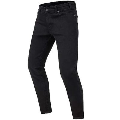 REBELHORN Classic III Motorjeans voor heren, aramidevezel voering, SAS-TEC knie- en heupbeschermers, skinny fit, zwart, 30W x 34L
