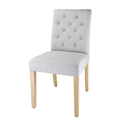 Nisbets PLC Bolero Chiswick Button French Grey Dining Chairs with Hardwood Frame and Fabric Seat - Sturdy and Easy Clean - H507mm - Pack of 2
