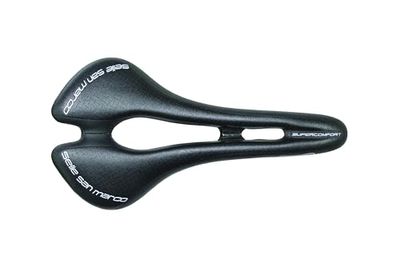 Selle San Marco ASPIDE Supercomfort Dynamic - Sillín para Bicicleta Gravel, con Asiento Estrecho y Mayor Acolchado de Gel, Forma Curva y Raíl de Aleación de Acero - Talla L2, Negro