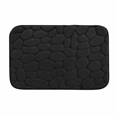 Douceur d'Intérieur, Tapis de Bain (50 x 80 cm) Ricochet Noir, Microfibre Unie Relief