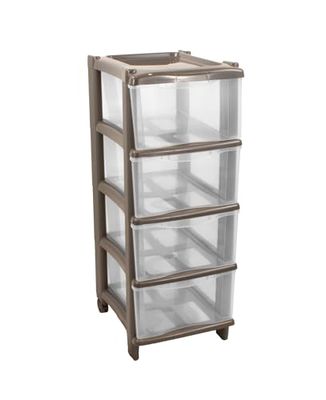 GIO'STYLE Cassie Commode Essentielle avec 4 tiroirs Anthracite, Polypropylène (PP), T.U