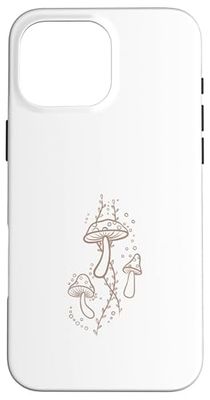 Minimalistic Line Art Aesthetic Mushroom Case for iPhone 16 Pro Max