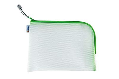 Herma 20010 Zip Toiletry Bag A5, Transparent (26 x 20 cm) Small Zippered Travel Pouch for Cosmetics, Liquids, Make-up, Toothbrush, Clear Cosmetic Bag with Zipper in Green