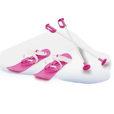 Jamara 460384 Snow Play Funny Carve 1ère étape 42cm rose - construction aérodynamique, bâtons de ski 60 cm, boucles de fixation sûres / réglables tailles (23 - 28), bâtons de ski 60 cm, rainures antidérapantes