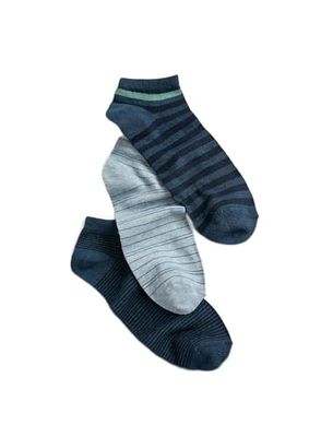 Koton Heren gestreepte 3-Pack Bootie Sokken Set, Blauw (601), One Size, BLAUW(601), One Size