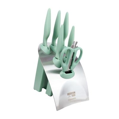 Rockingham Forge Greenworks 7 Piece Knife Block Set Green