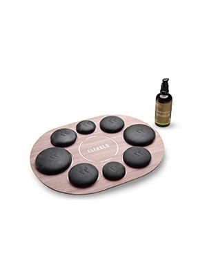 ELEEELS S1 Hot Stone Massage Set de 8 Pierres Chaudes en Basalte Chauffe-Thérapie Luminothérapie Aromathérapie Massage Visage, Dos Jambes et du Corps pour Spa Relaxation et Bien-être Noir