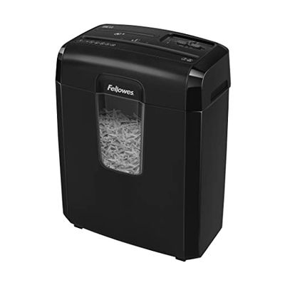 Fellowes Destructeur De Papier Individuel Powershred 8Cd, Coupe Croisée, 8 Feuilles, Cartes De Crédit, CD/DVD, Agrafes, Trombones, Corbeille 14L, Silencieux, Usage Domestique, Noir