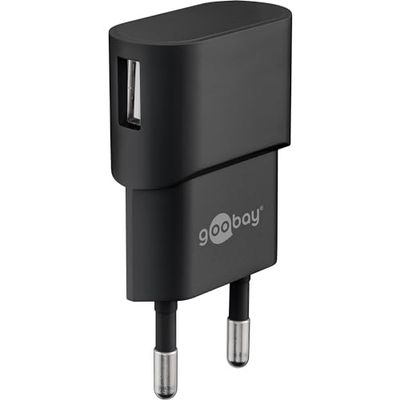 Goobay 44947 USB-adapter voor stopcontact 1 A (5W) / USB-voeding met zijdelingse USB-ingang/voor smartphone oplaadkabel/stekker/stekker voor USB-oplaadkabel/stekkeradapter/zwart