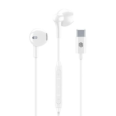 Music Sound | AURICOLARI Capsula | Auricolari con Filo e Microfono - Compatibilità Usb-C - Colore Bianco