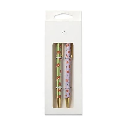 UO Set of 2 refillable ballpoint pens. Blue and black ink. Smooth writing and elegant design. Ideal for gift and daily use.