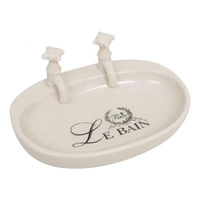 Biscottini Lot de 4 Porte-Savon en Porcelaine Le Bain 14,5 x 10,5 x 5,5 cm, Porte-Savon pour Salle de Bain et Cuisine – Porte-Savon pour Salle de Bain