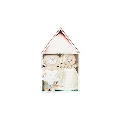 Coffret cadeau pour bébé "Casita": Ours en peluche, couverture et doudou, beige