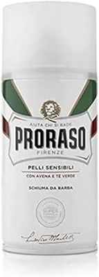 Proraso Shaving Foam, 300ml, Sensitive Shaving Foam Protects Skin and Prevents Irritation with Oat and Green Tea Extracts, Made in Italy, White