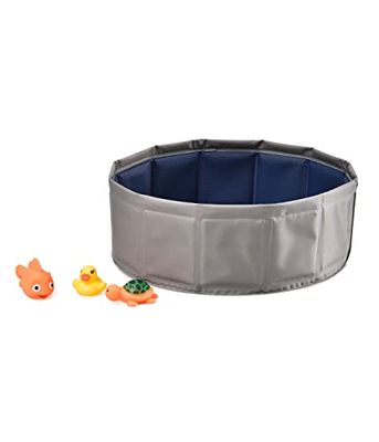 Dehner Lieblingsinge Water Games Piscine pour Chat en Plastique Gris/Bleu Ø 30 cm Hauteur 10 cm