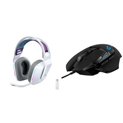 Logitech G733 LIGHTSPEED Cuffia Wireless con Microfono Gaming con Fascia per la Testa a Sospensione & G502 HERO Mouse Gaming Prestazioni Elevate, Sensore HERO 25K, 25.600 DPI, RGB