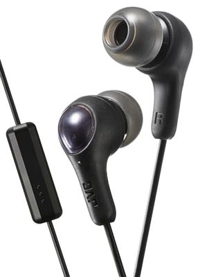 JVC HA-FX7M cuffie auricolari in-ear Gumy Plus con telecomando e microfono, Cavo colorato da 1 metro con connettore sottile compatibile con iPhone, Nero