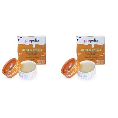 PROPOLIA - Baume à lèvres Miel - Répare et nourrit les lèvres sèches et abîmées - Miel, Cire d’abeille et Karité - 100% naturel - Fabriqué en France - Pot 6 g (Lot de 2)
