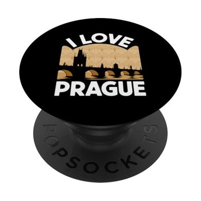 I Love Prague - Recuerdo de viaje, diseño de paisaje urbano PopSockets PopGrip Adhesivo