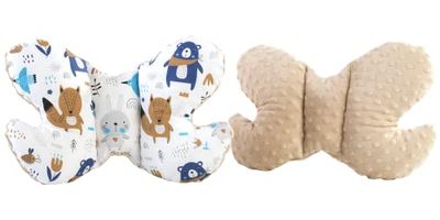 Medi Partners Baby hoofdkussen vlinder 100% katoen pluche Minky kinderen nek neksteun voor auto kinderwagen auto reizen slaap nek kussen sluimerrol