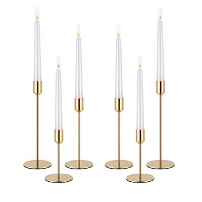 PNAVMG Gold Candle Holders Candlestick Holder for Taper Candles, Set of 6 Pcs Decorations Candle Stick Long Holder for Table Centerpieces, Wedding, Dinning, Anniversary, Party(Candles not Include)